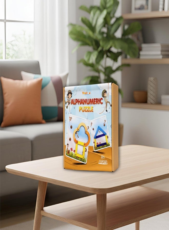 TodFod Wooden Alphanumeric Puzzle Learning Board for Kids - 28 Pcs Educational Toy Set with Letters, Numbers & Shapes | Early Childhood Montessori Activity Puzzle for Toddlers & Children - Image 5
